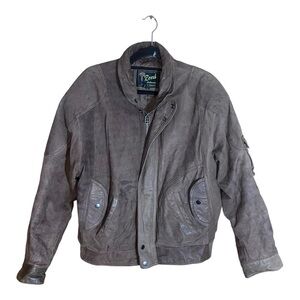Reed sportswear Men’s vintage brown Genuine leather bomber jacket size XL